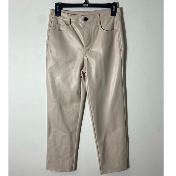 Fab'rik Tan Faux Leather Cropped Pants Sz S - Picture 1 of 3